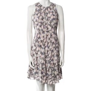 Rebecca Taylor womans 100% Silk Sleeveless Pink Floral mini dress size 6